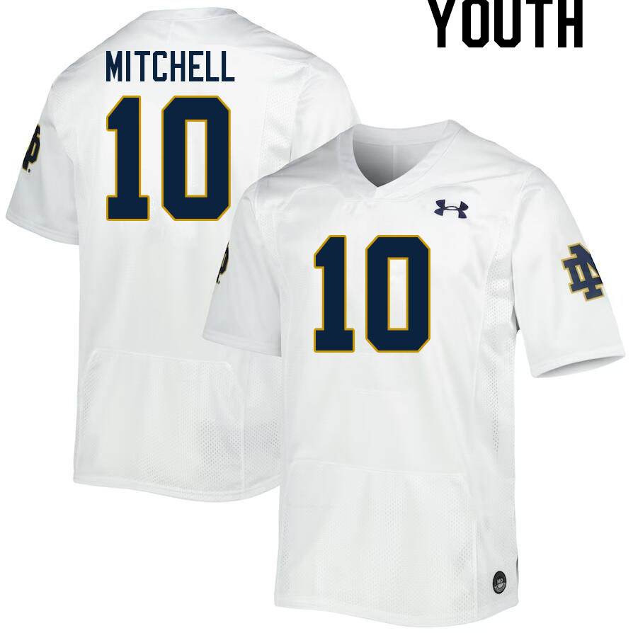 Youth #10 Kris Mitchell Notre Dame Fighting Irish College Football Jerseys Stitched-White